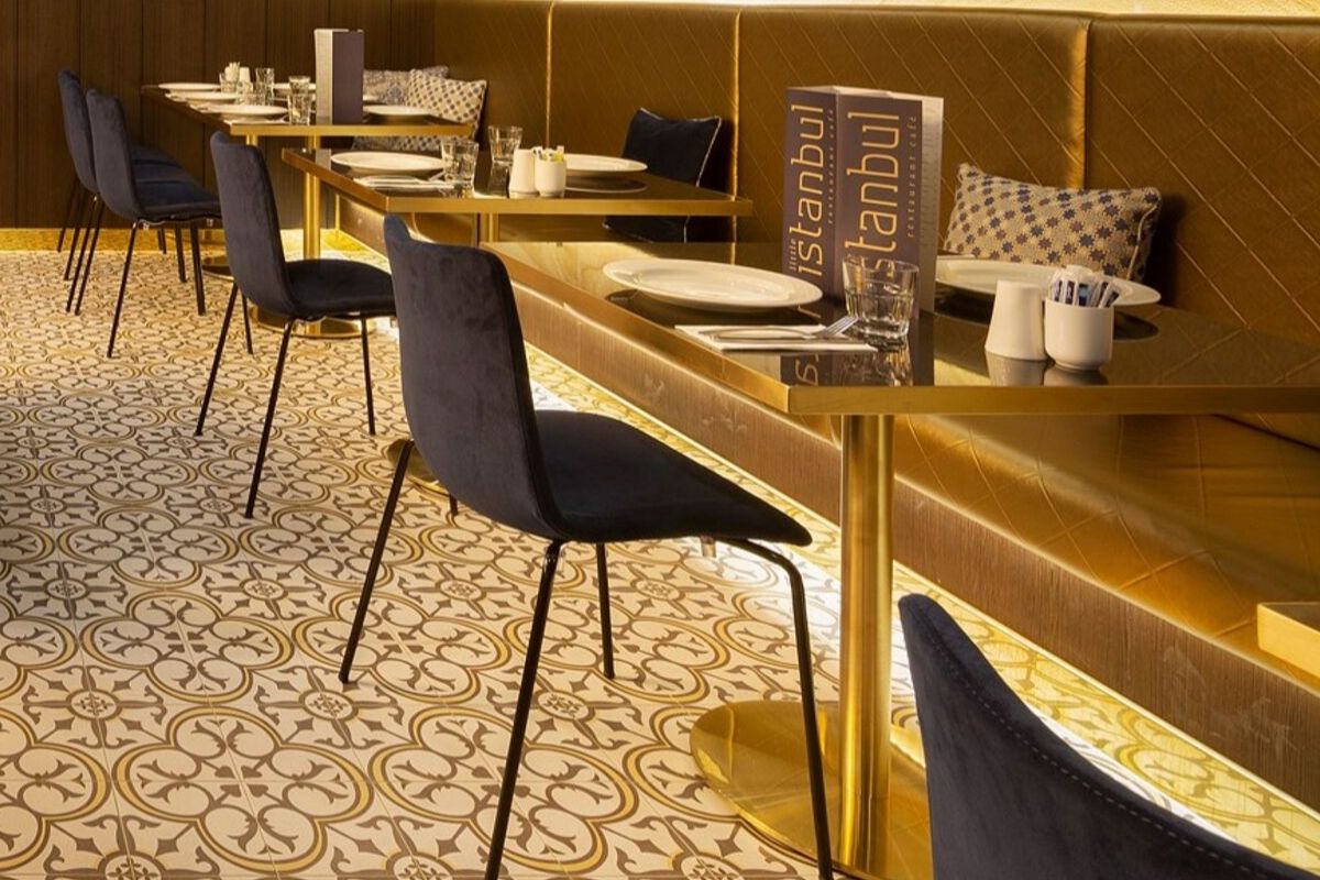 Hamlin Marble Laminate and Real Brass Tables ...